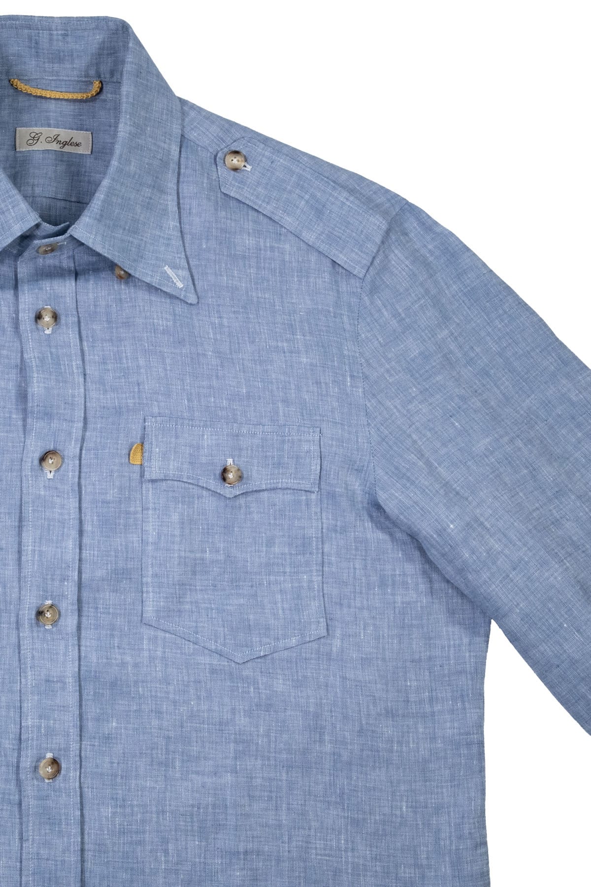 Light Blue Linen Western Shirt