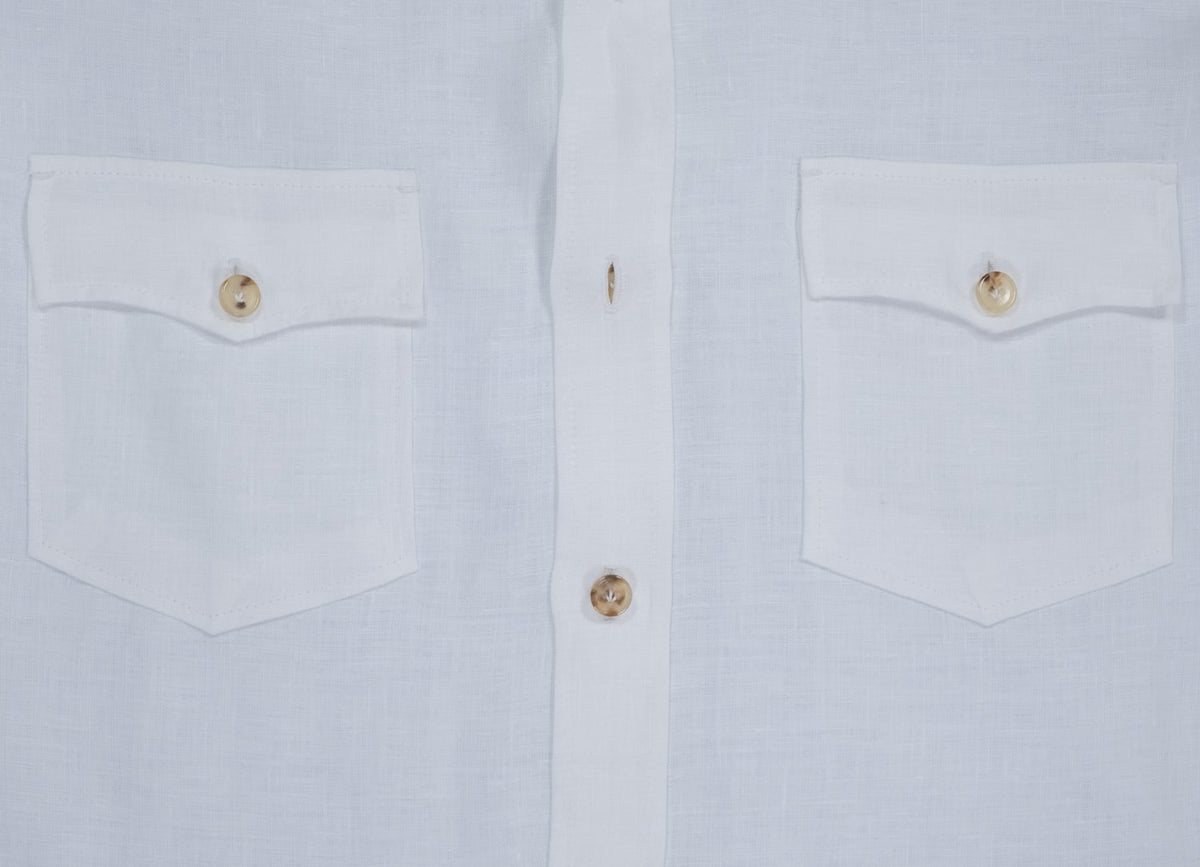 Camicia western in lino bianco