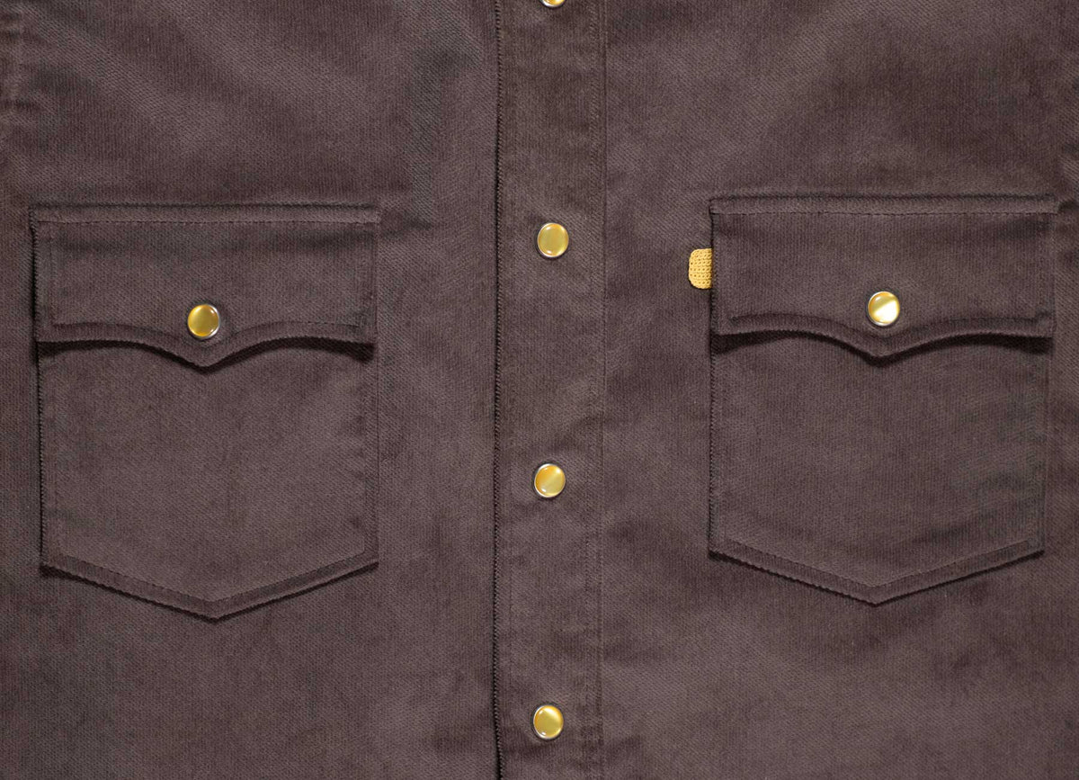 Camicia western in velluto marrone