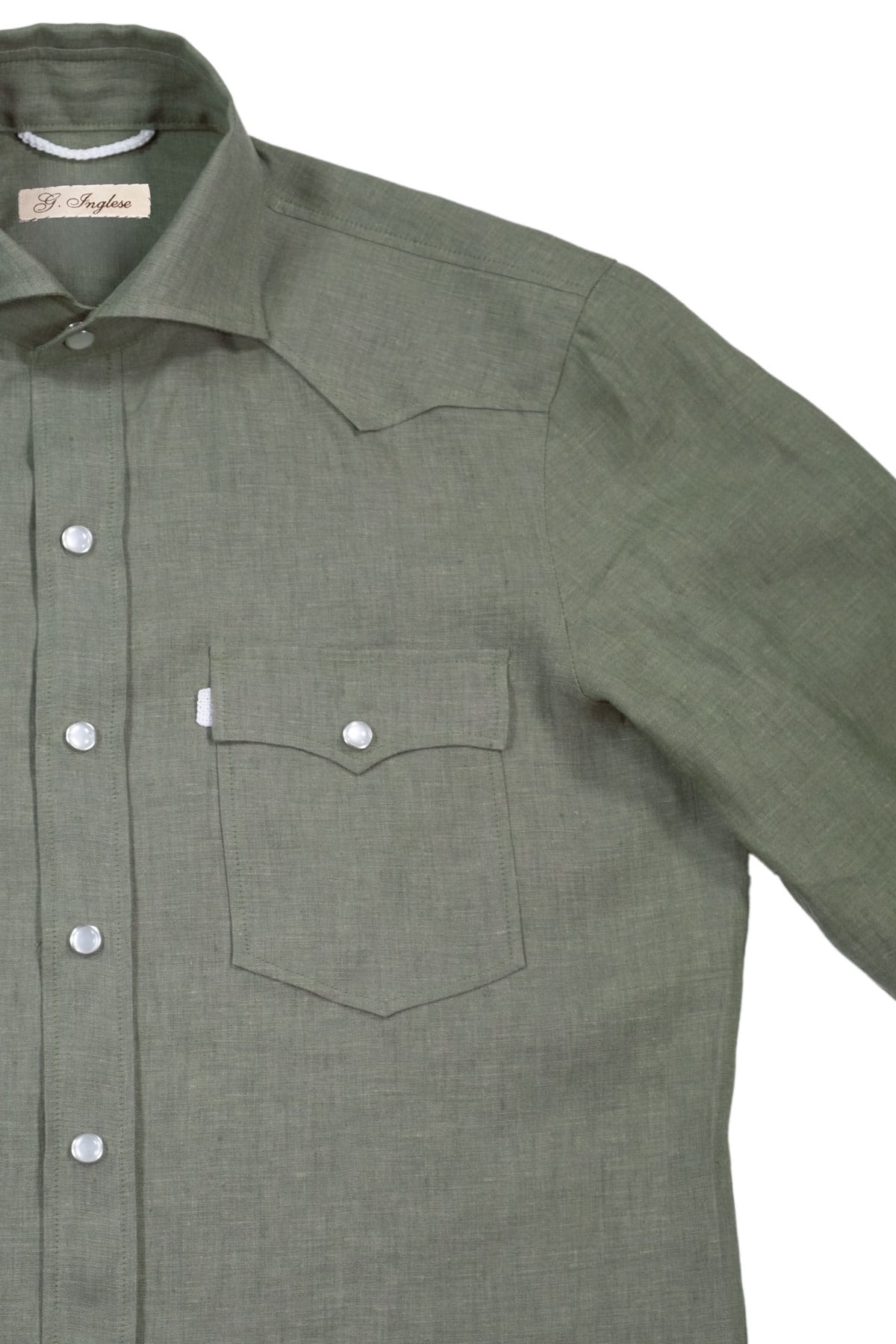 Green Linen Western Shirt