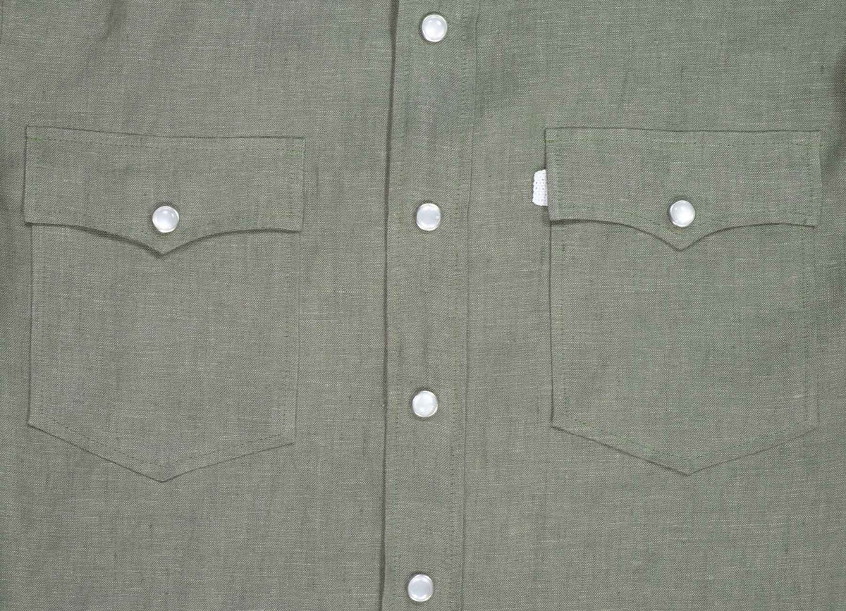 Green Linen Western Shirt