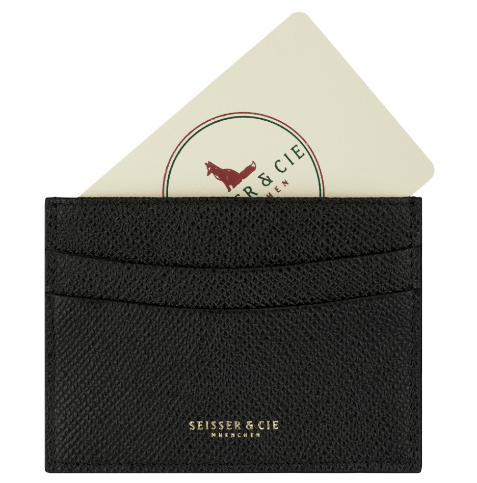 Credit Card Holder (Black, Fine Cowhide Leather)