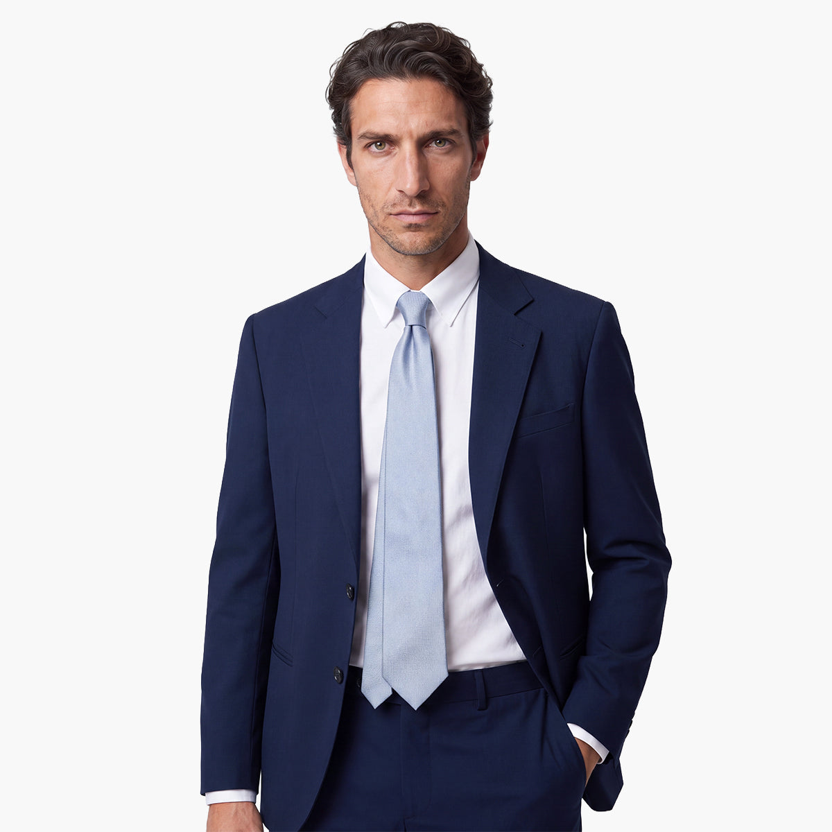 Light Blue 7-Fold Sartorial Silk Tie — Solid