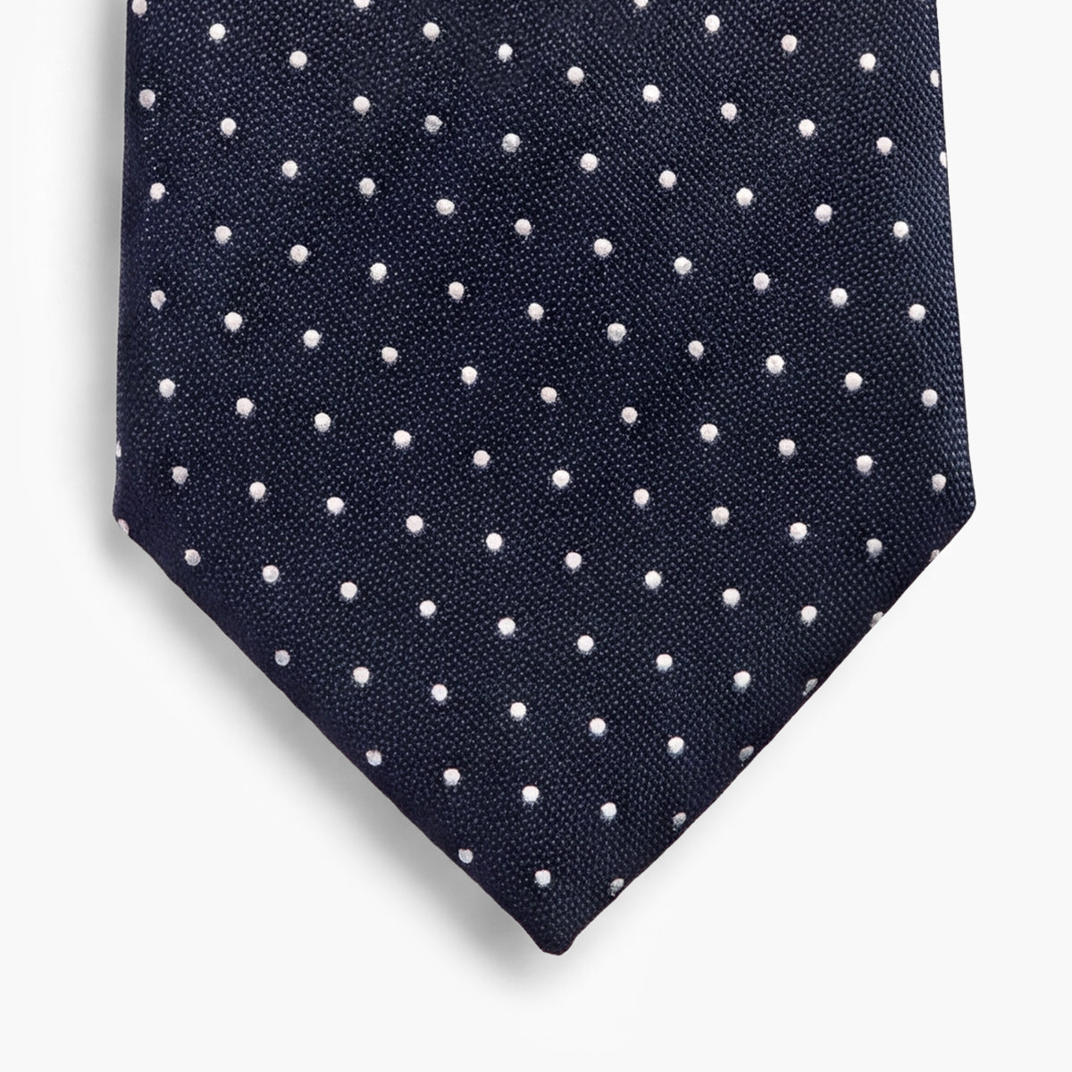 Dark Blue 7-Fold Jacquard Silk Tie — Polka Dot