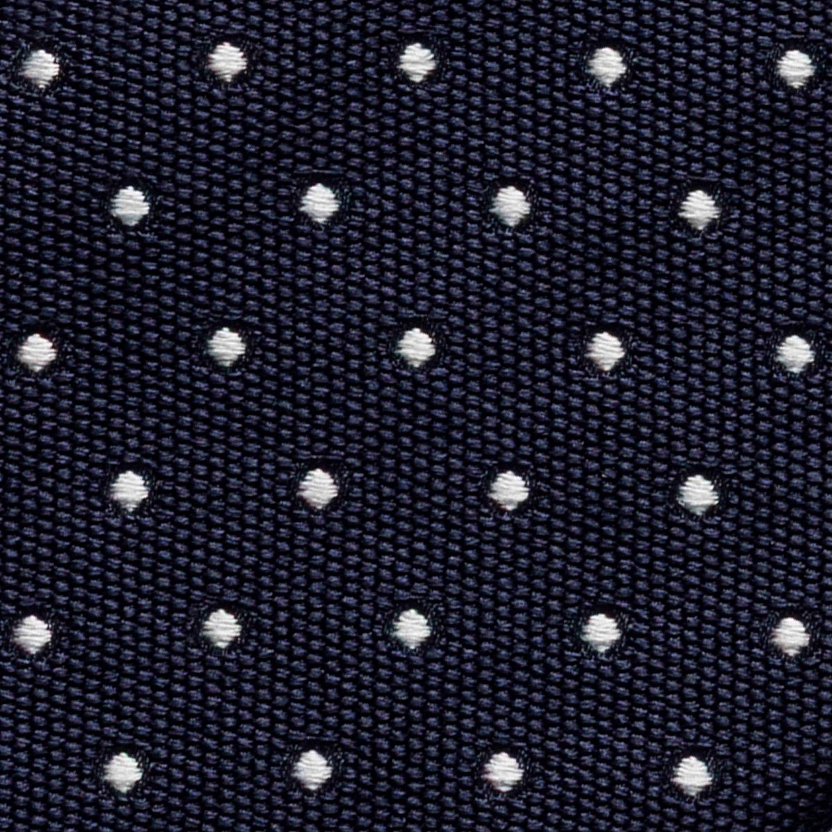 Dark Blue 7-Fold Jacquard Silk Tie — Polka Dot