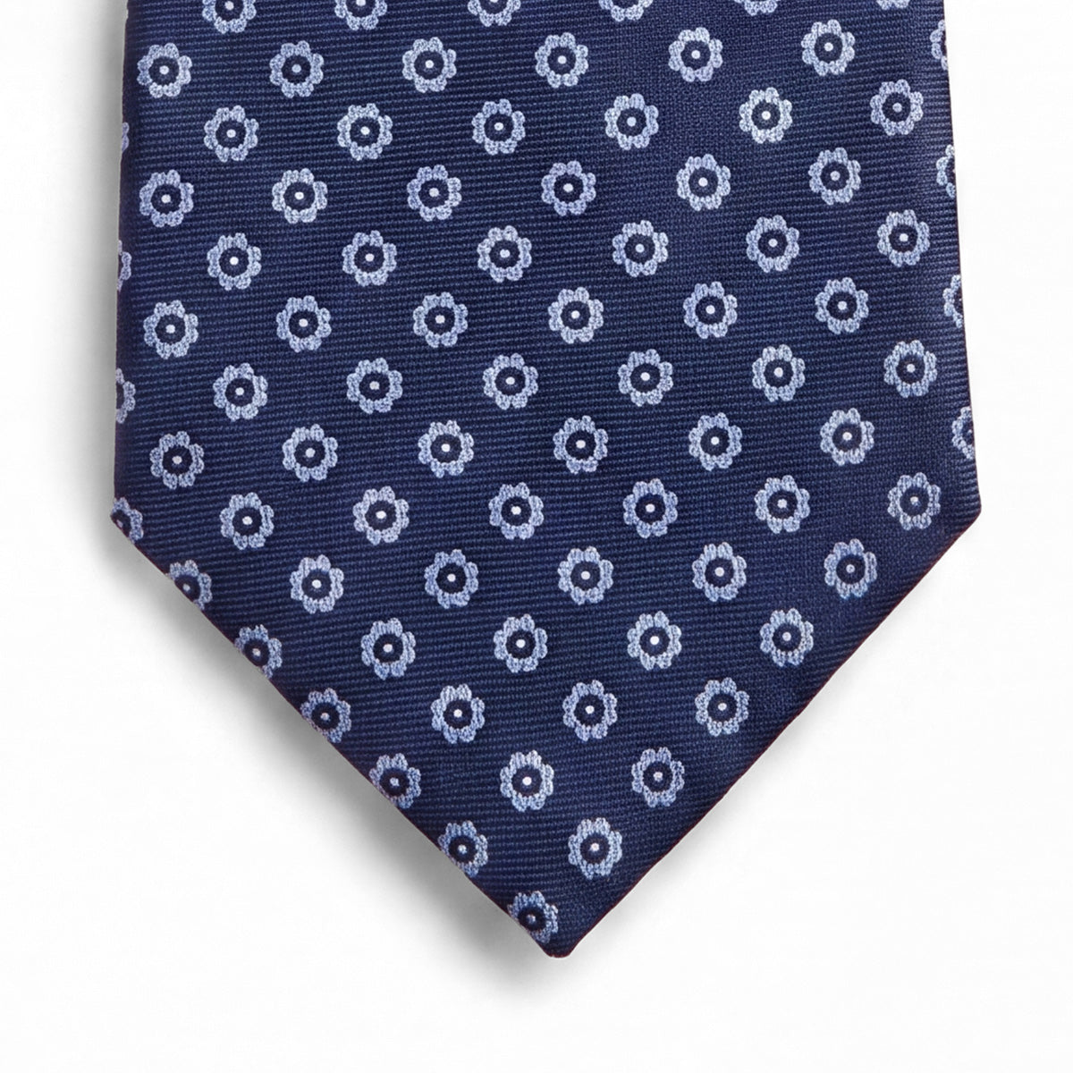 Dark Blue 7-Fold Sartorial Silk Tie — Floral