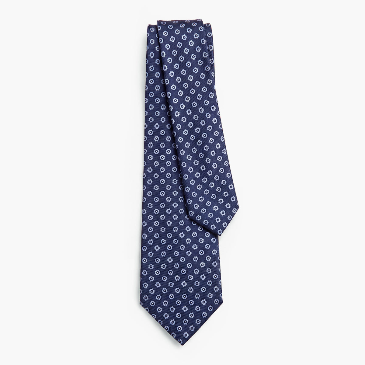 Dark Blue 7-Fold Sartorial Silk Tie — Floral