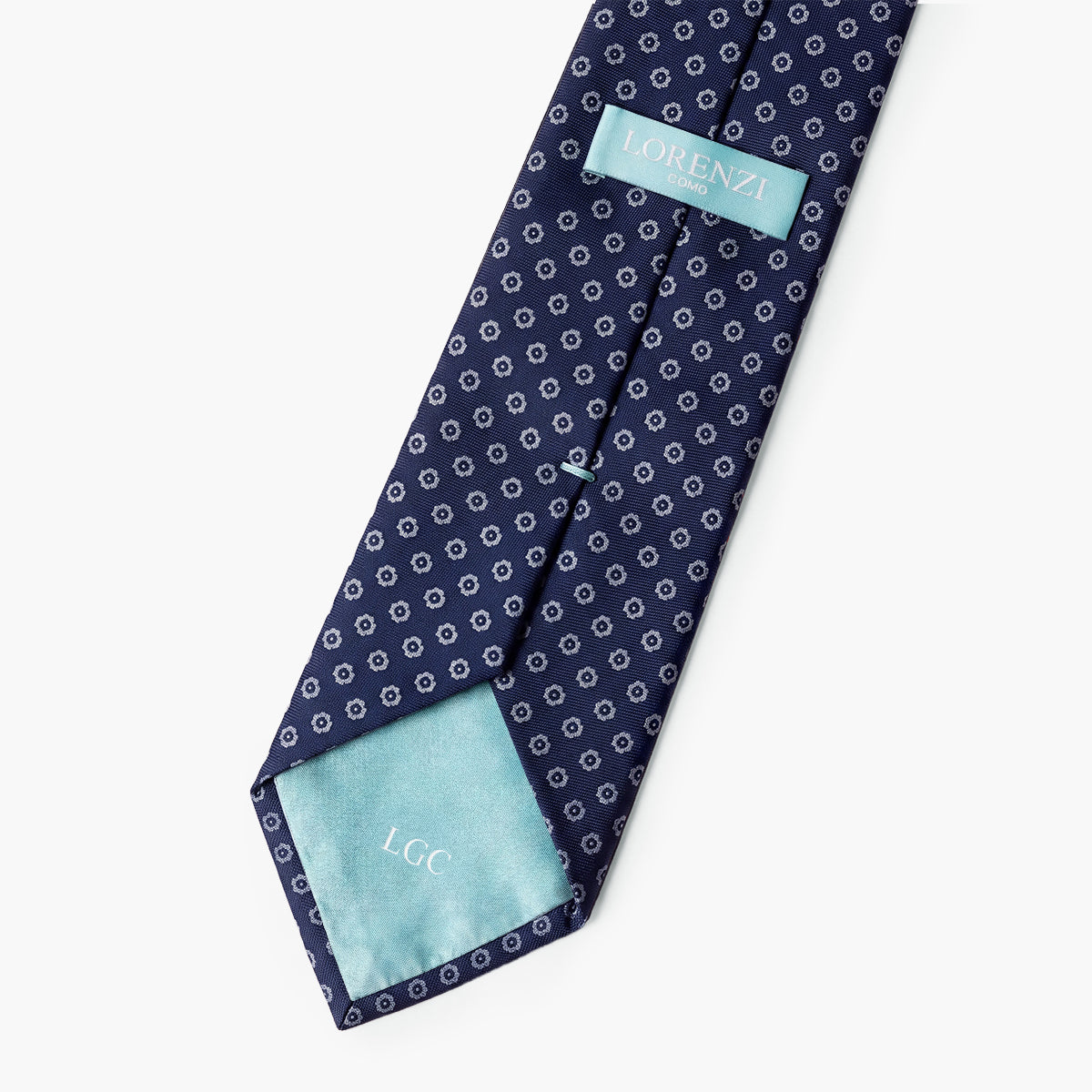 Dark Blue 3-Fold Sartorial Silk Tie — Floral