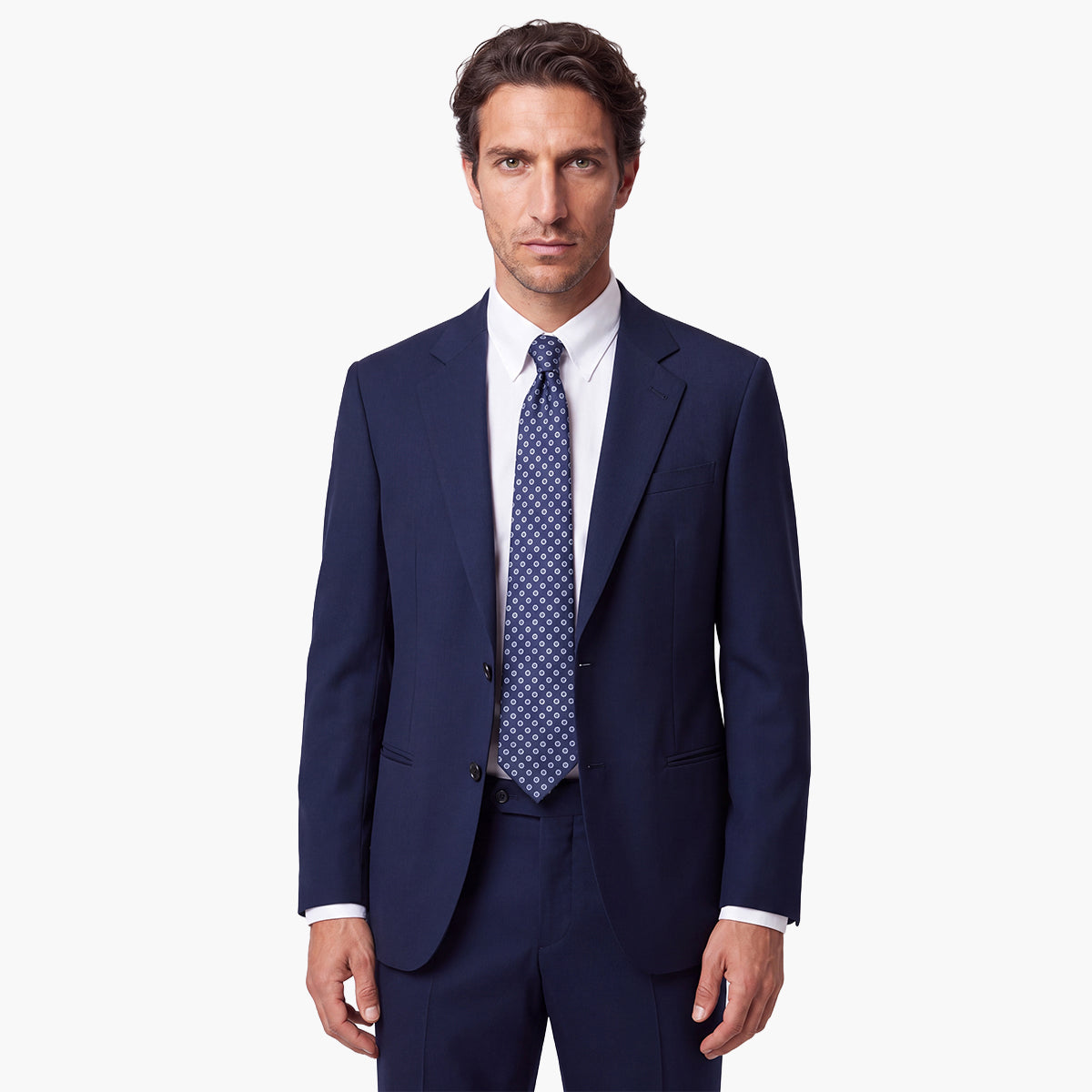 Dark Blue 7-Fold Sartorial Silk Tie — Floral
