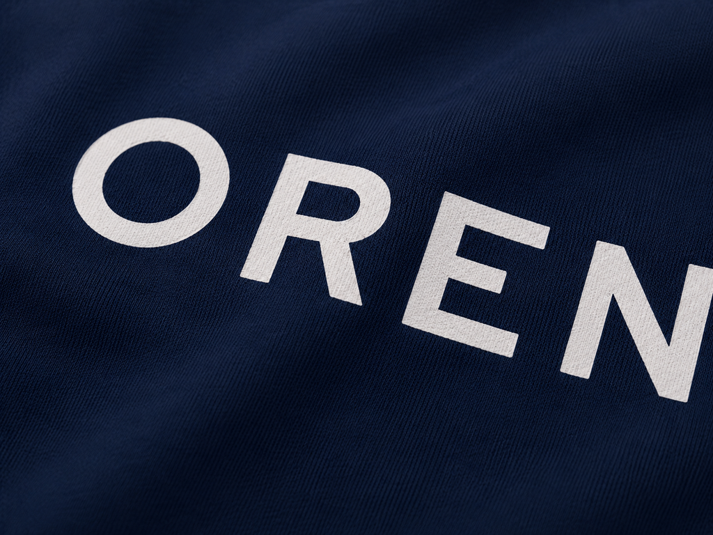OREN Stamp Sweater in navy, heavyweight cotton crewneck — view 3