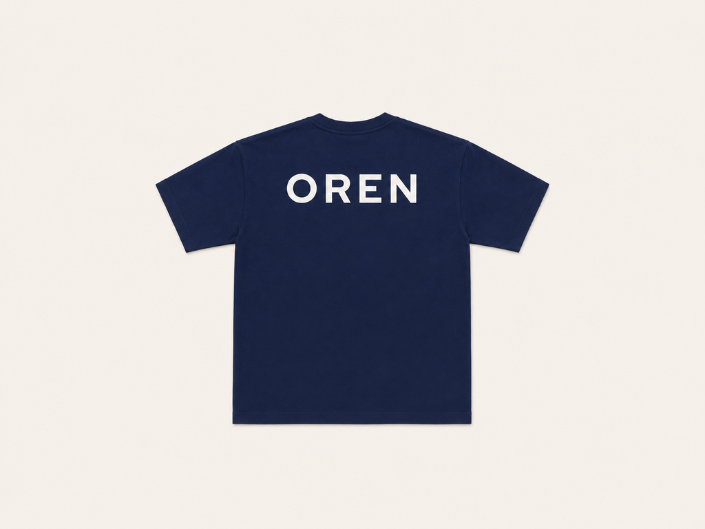 OREN Stamp Tee in navy, heavyweight cotton t-shirt — view 2