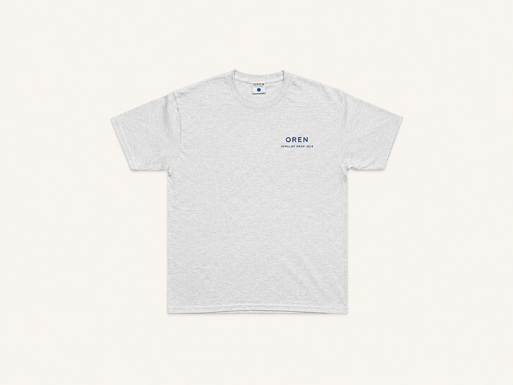 OREN Stamp Tee in grey, heavyweight cotton t-shirt — front view