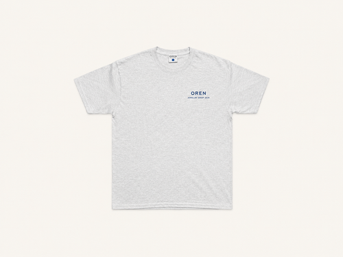OREN Stamp Tee in grey, heavyweight cotton t-shirt — front view