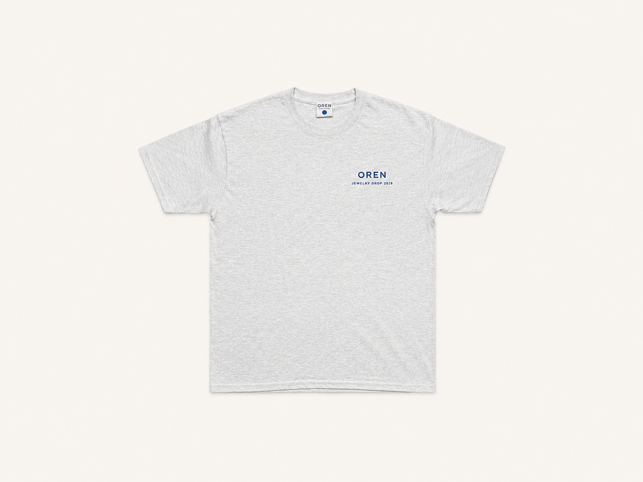 OREN Stamp Tee in grey, heavyweight cotton t-shirt — front view