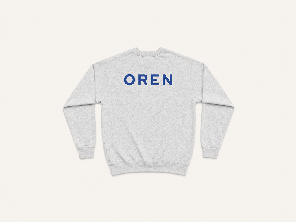 OREN Stamp Sweater in grey, heavyweight cotton crewneck — view 2