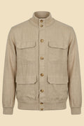 G. Inglese Beige Cotton and Cashmere Val Jacket handmade in Italy with Capri collar
