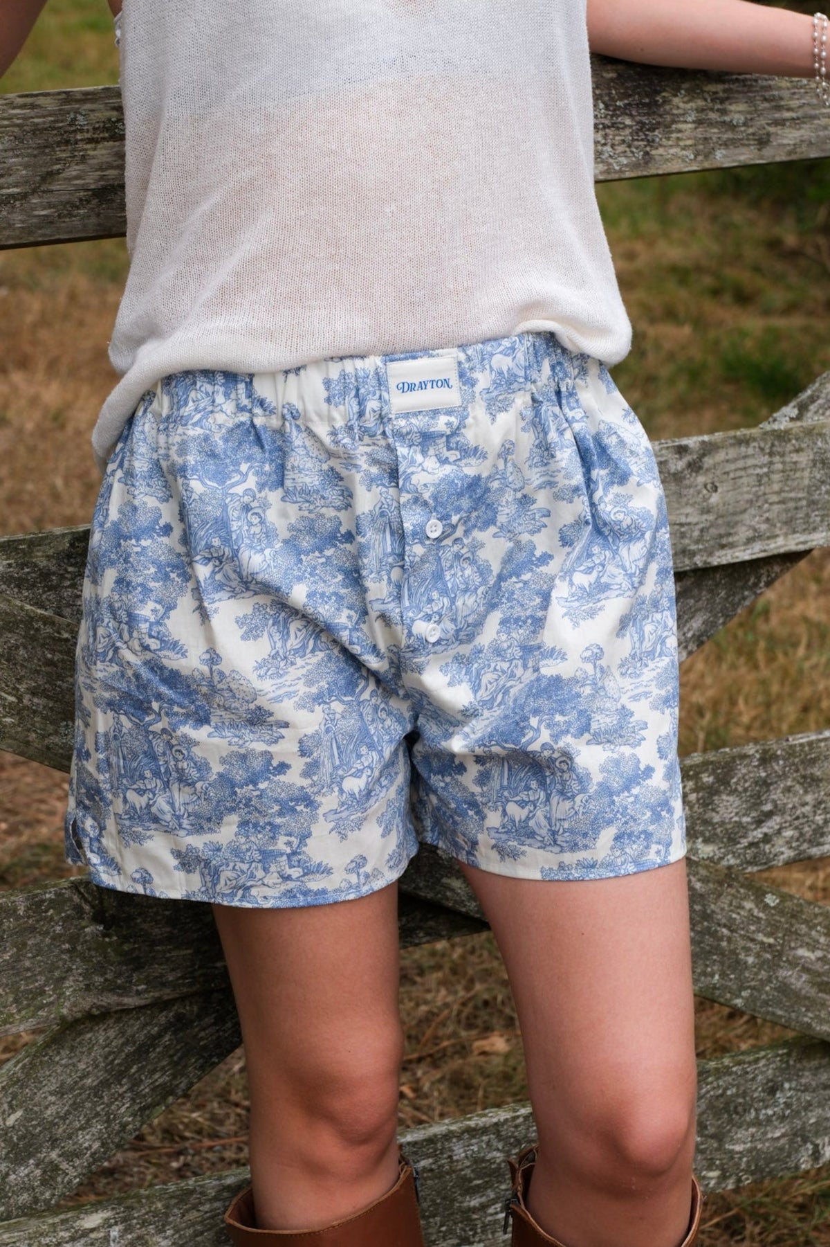Toile de Jouy Blue Boxer Shorts