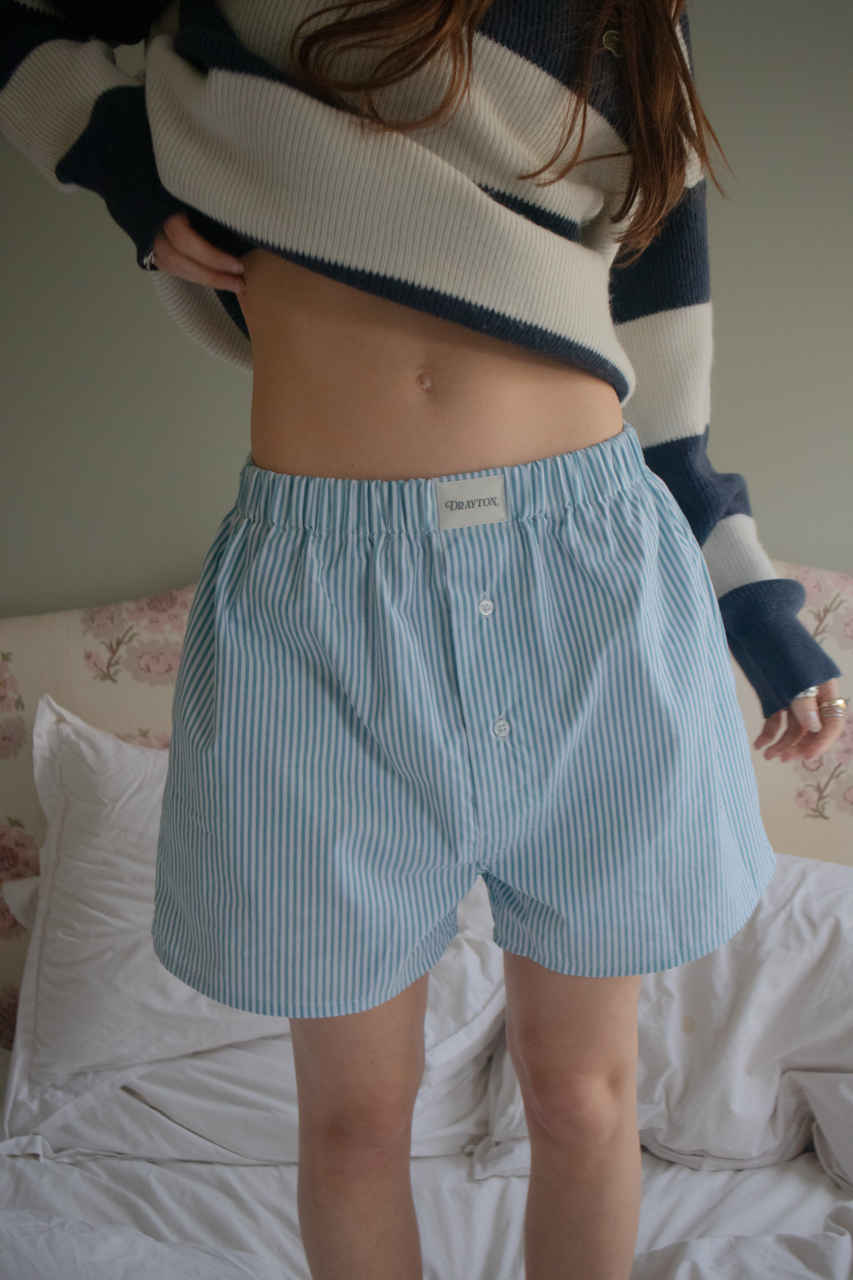 Teal Oxford Stripe Boxer Shorts