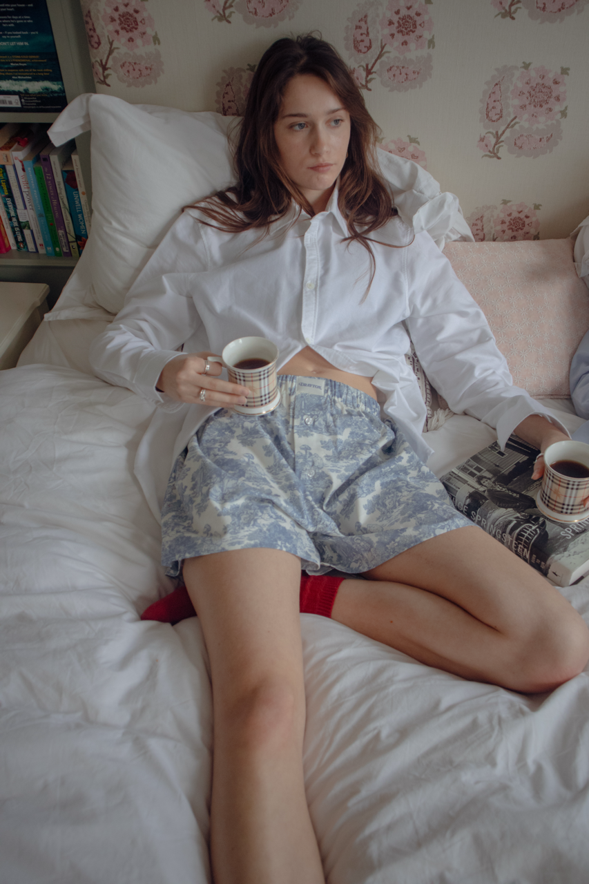 Toile de Jouy Blue Boxer Shorts