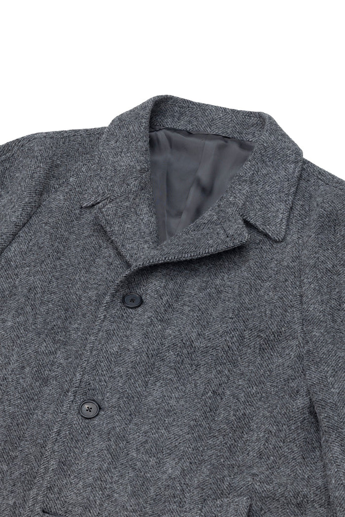 PML Balmacaan overcoat gray herringbone