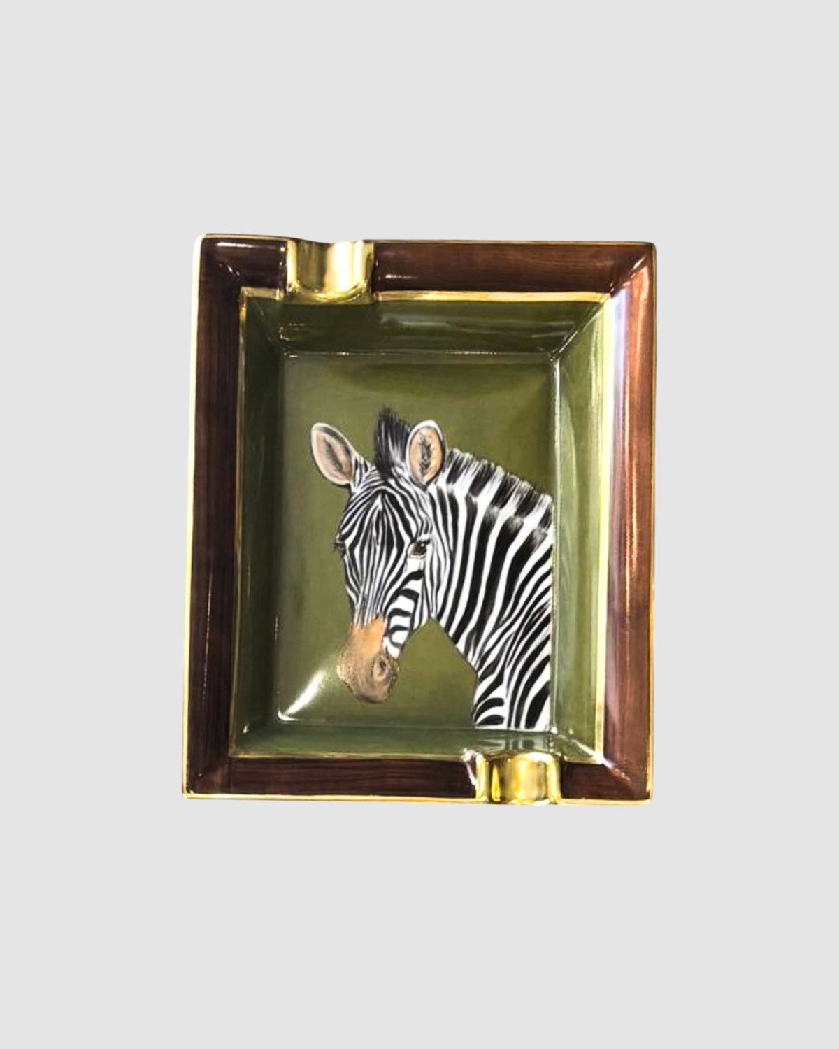 Porcelain ashtray - hand painted Zebra