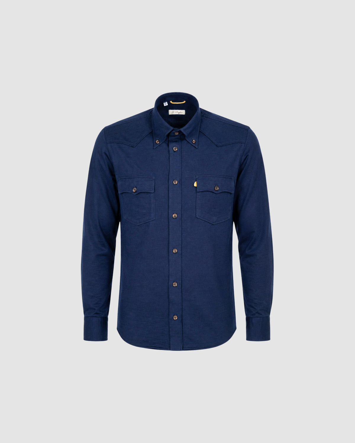 Navy Wool Jersey Western Shirt