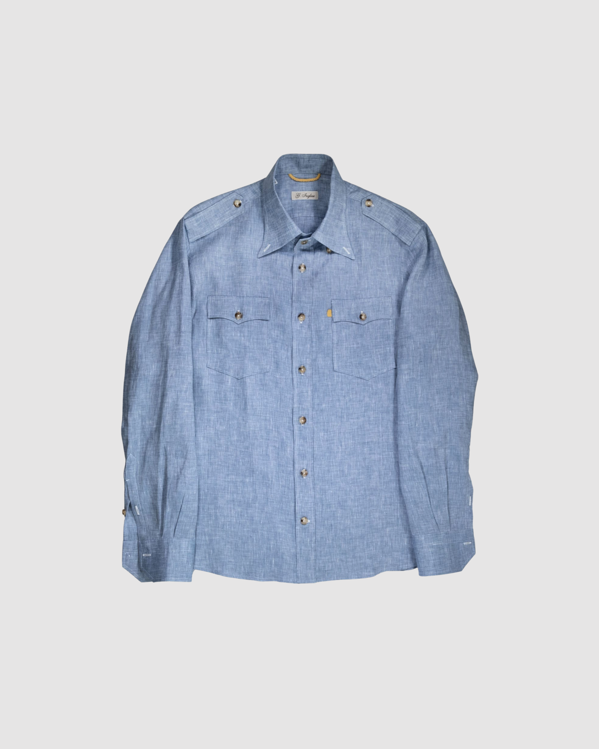 Light Blue Linen Western Shirt