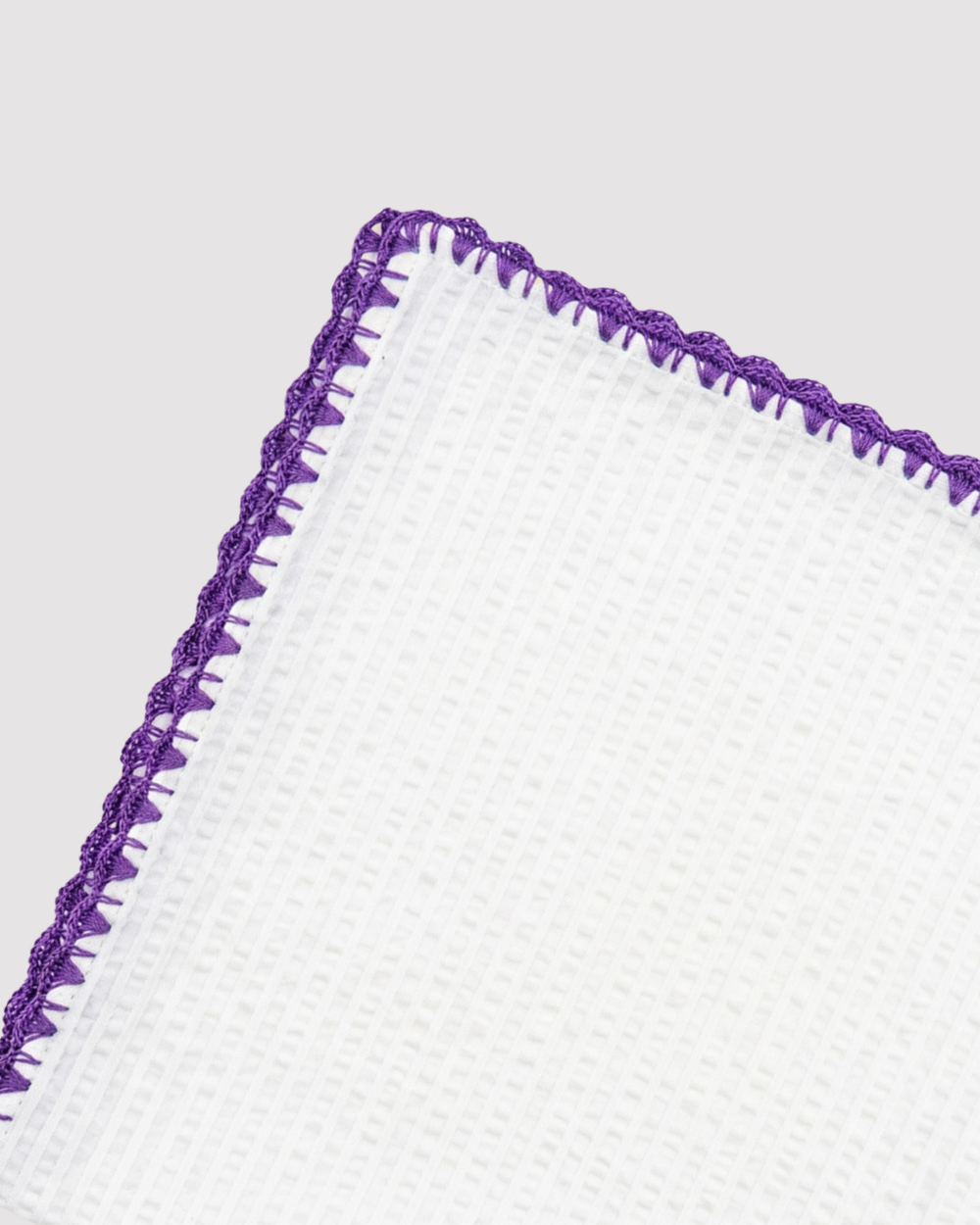Purple Ventaglio Stitch Seersucker Pocket Square