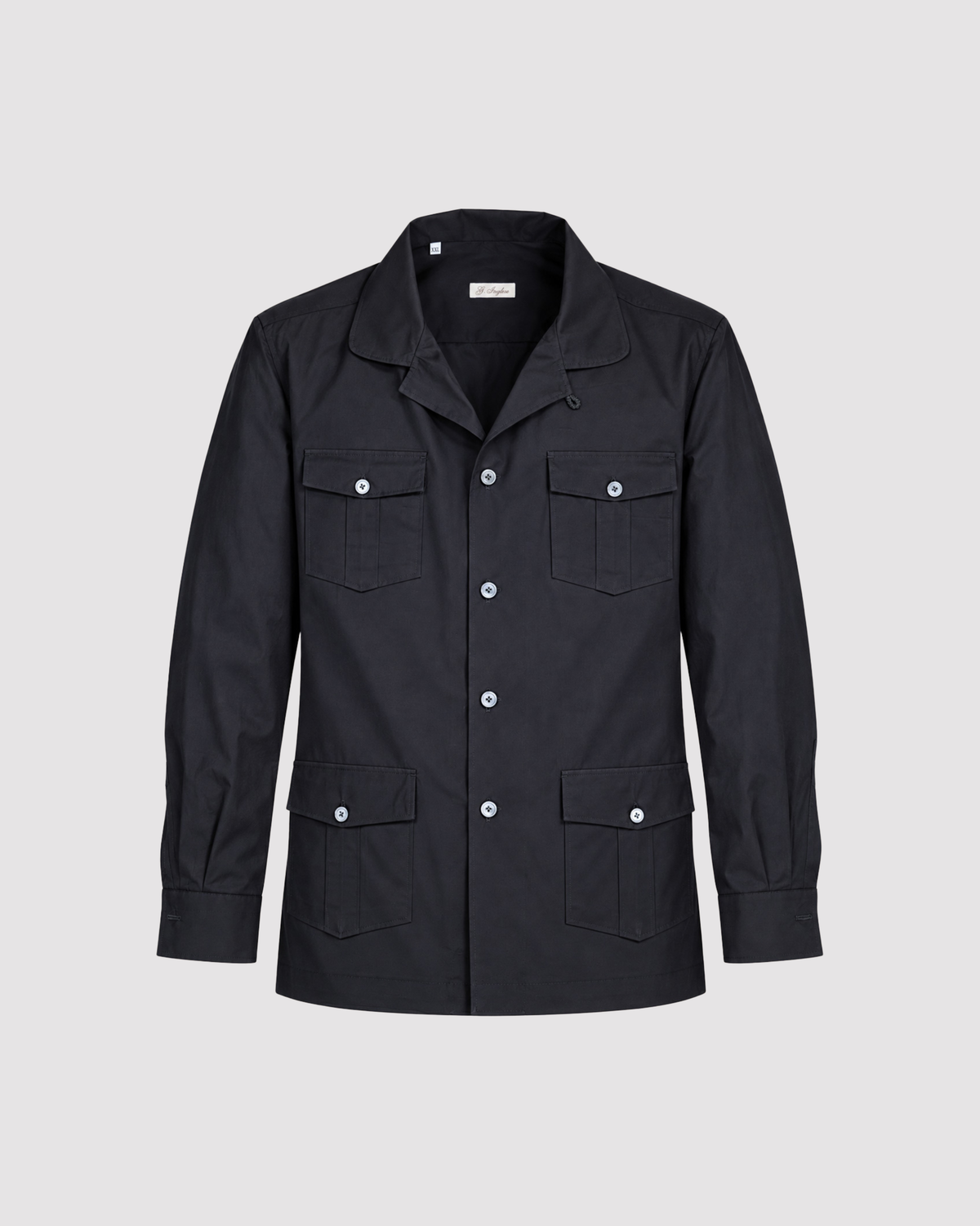 Black Poplin Sahariana Guayabera