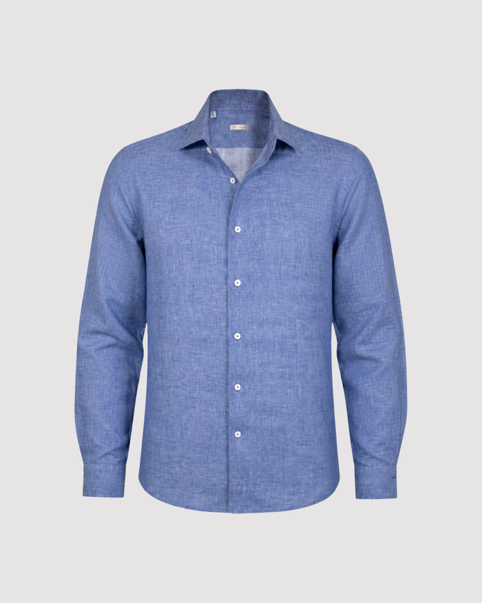 Capri Blue Twill Linen Shirt
