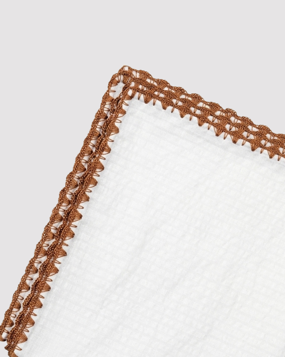 Hazelnut Ventaglio Stitch Seersucker Pocket Square
