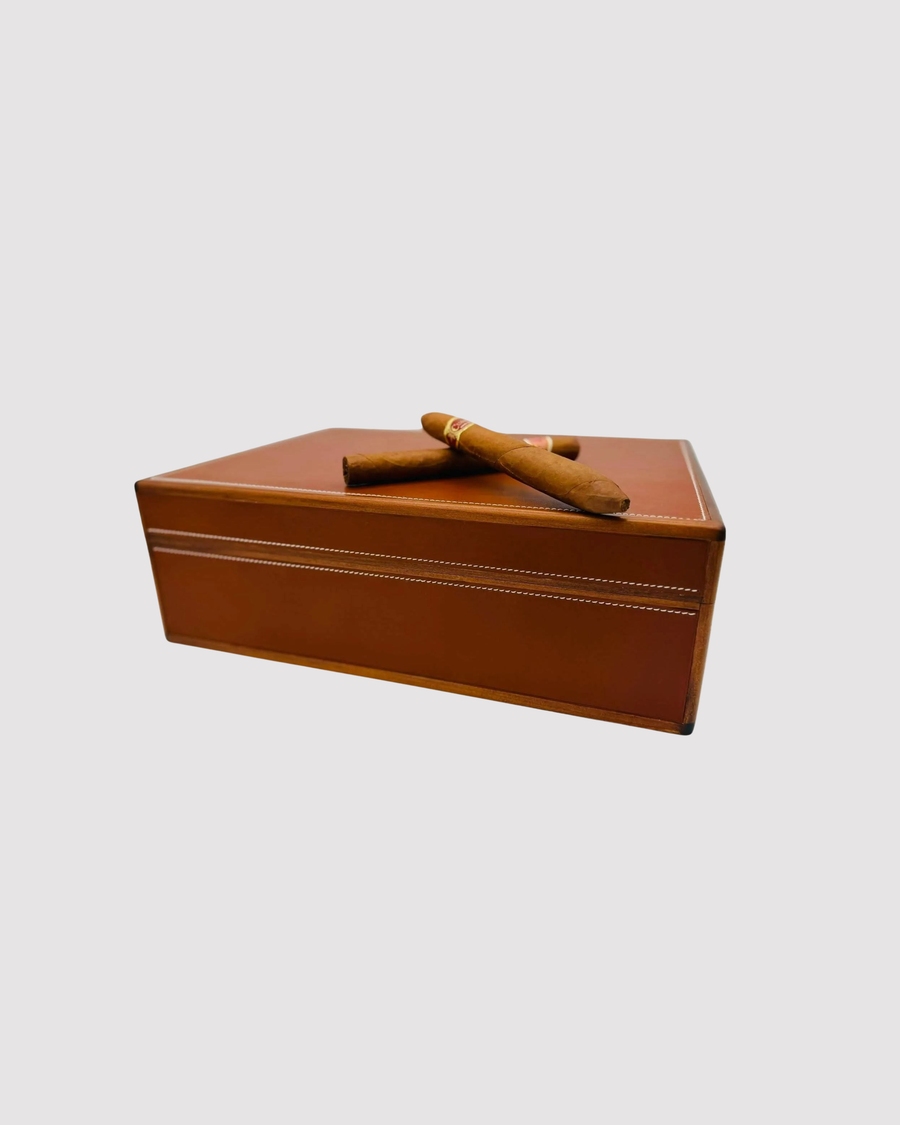 Desktop Humidor 75 cigars wood and Barenia leather - HERITAGE Collection