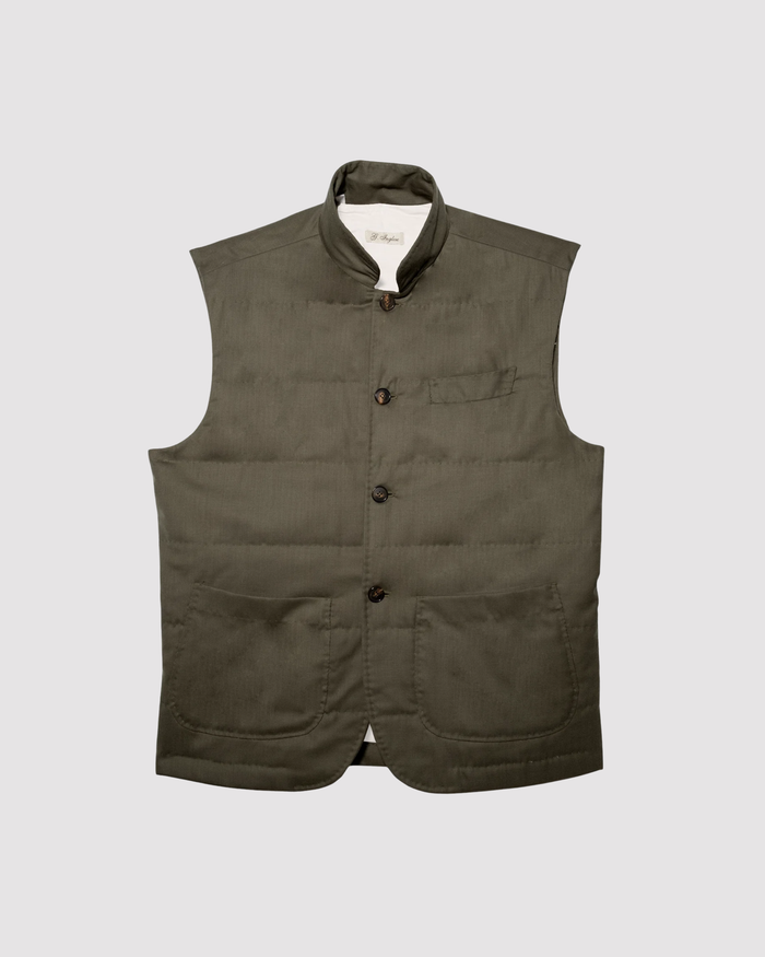 Green Tasmania Wool Gilet with Padded Lining