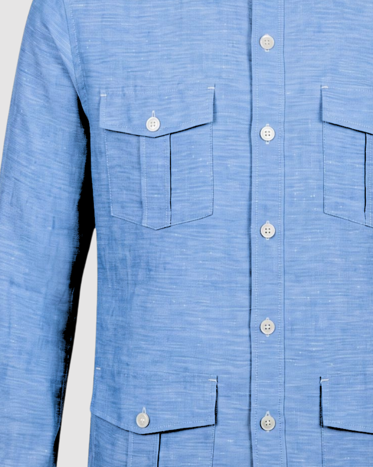 Sahariana Guayabera in Twill Azzurro