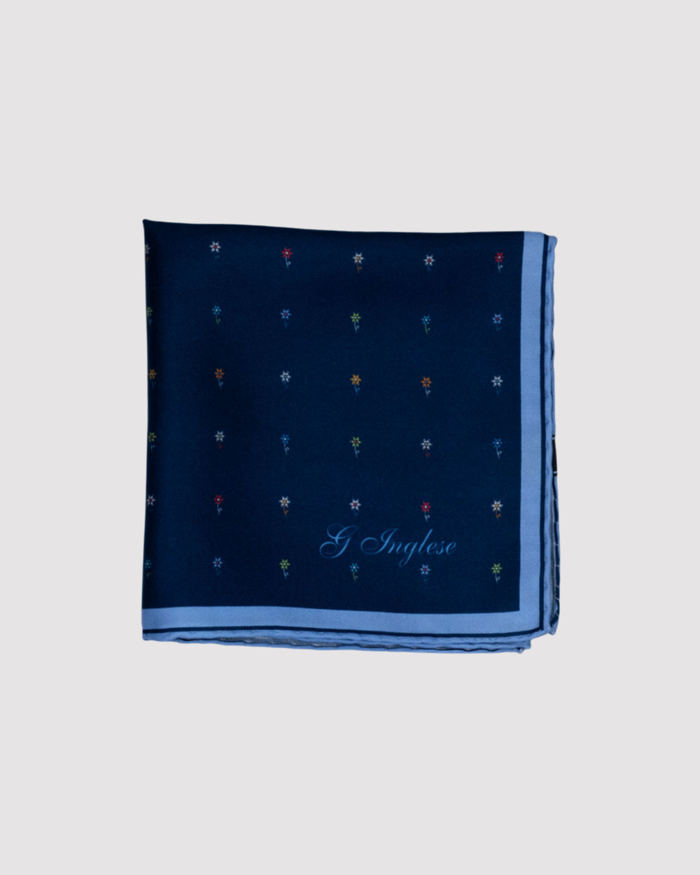 White Flower Printed Pocket Square