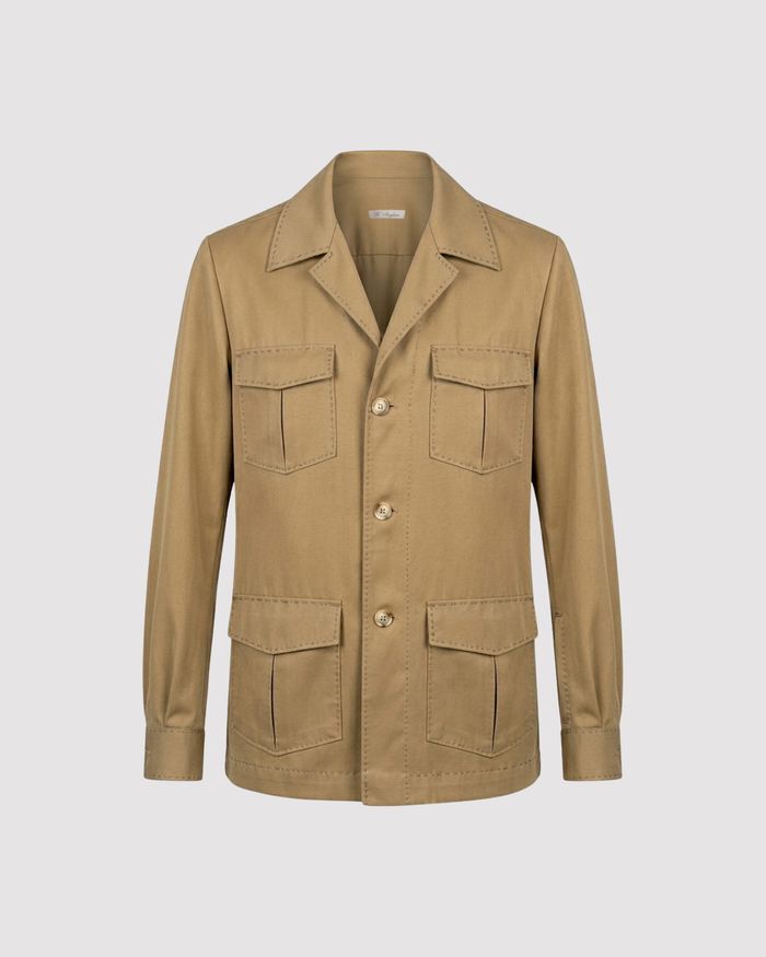 Tasmanian Wool Guayabera Sahariana Jacket (Hand-sewn in Italy)