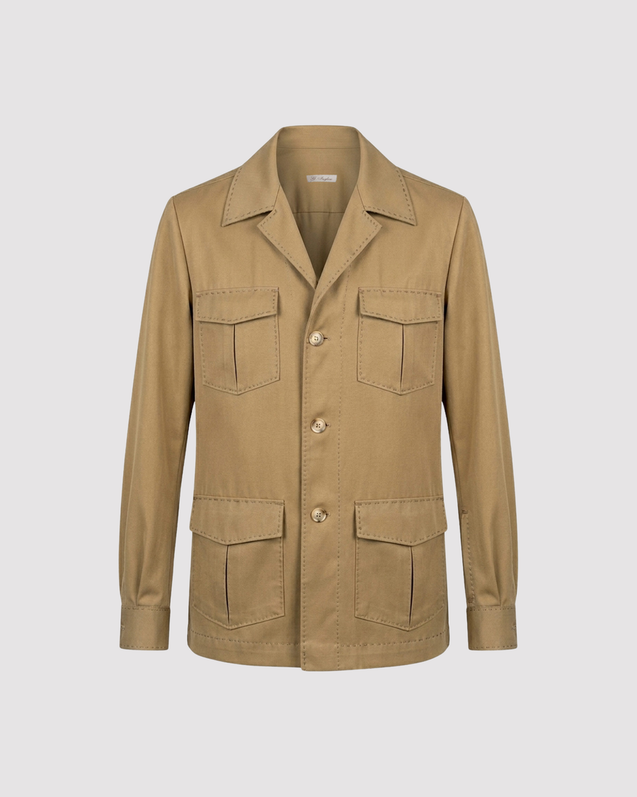 Tasmanian Wool Guayabera Sahariana Jacket (Hand-sewn in Italy)