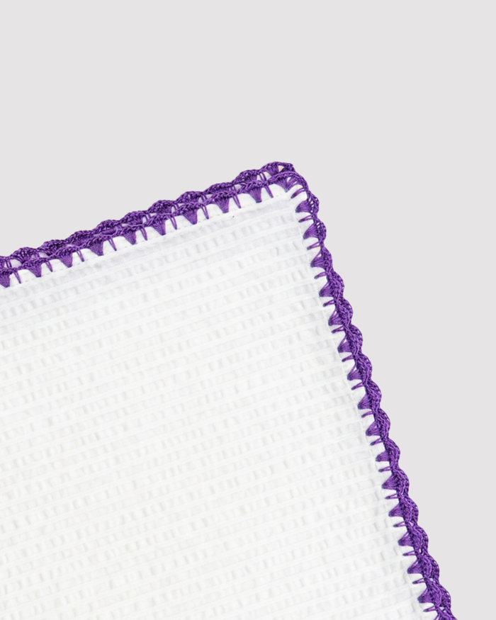 Purple Ventaglio Stitch Seersucker Pocket Square