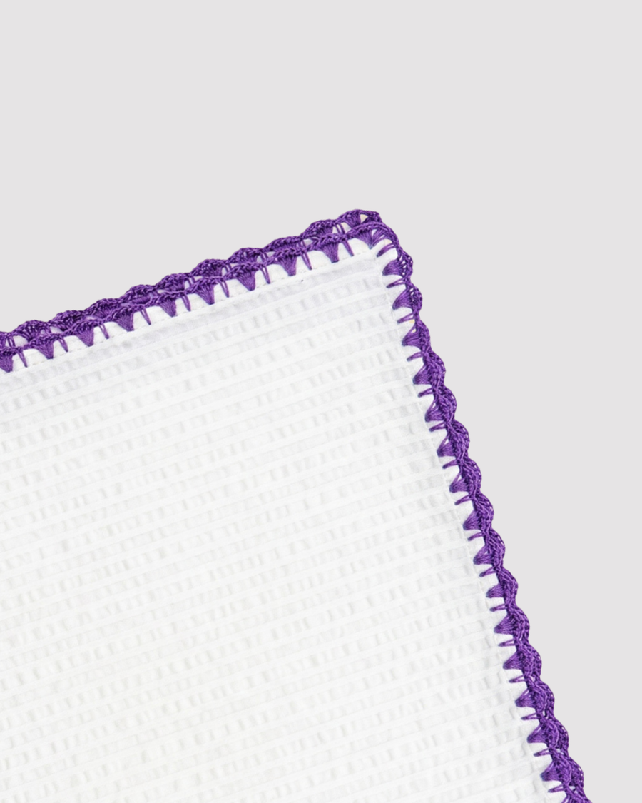 Purple Ventaglio Stitch Seersucker Pocket Square