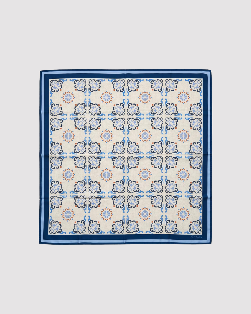 Pure Silk Foulard with Maiolica Motif