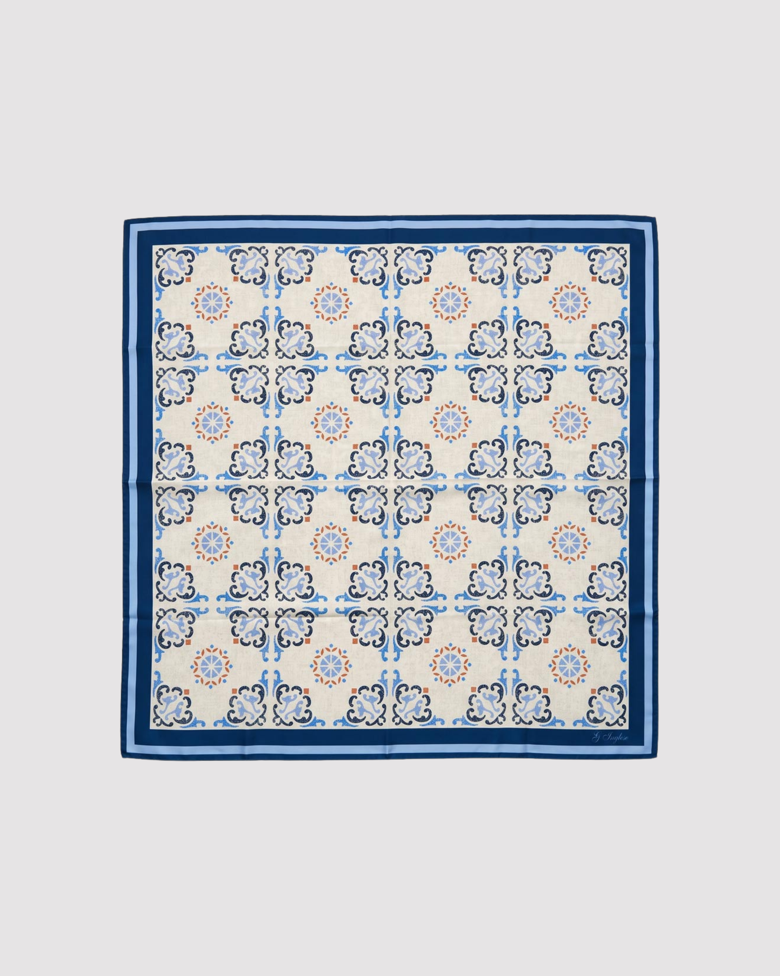 Pure Silk Foulard with Maiolica Motif