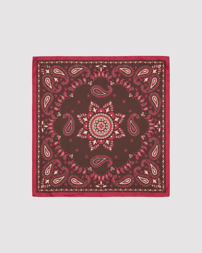 Pure Silk Red Foulard with Paisley Motif