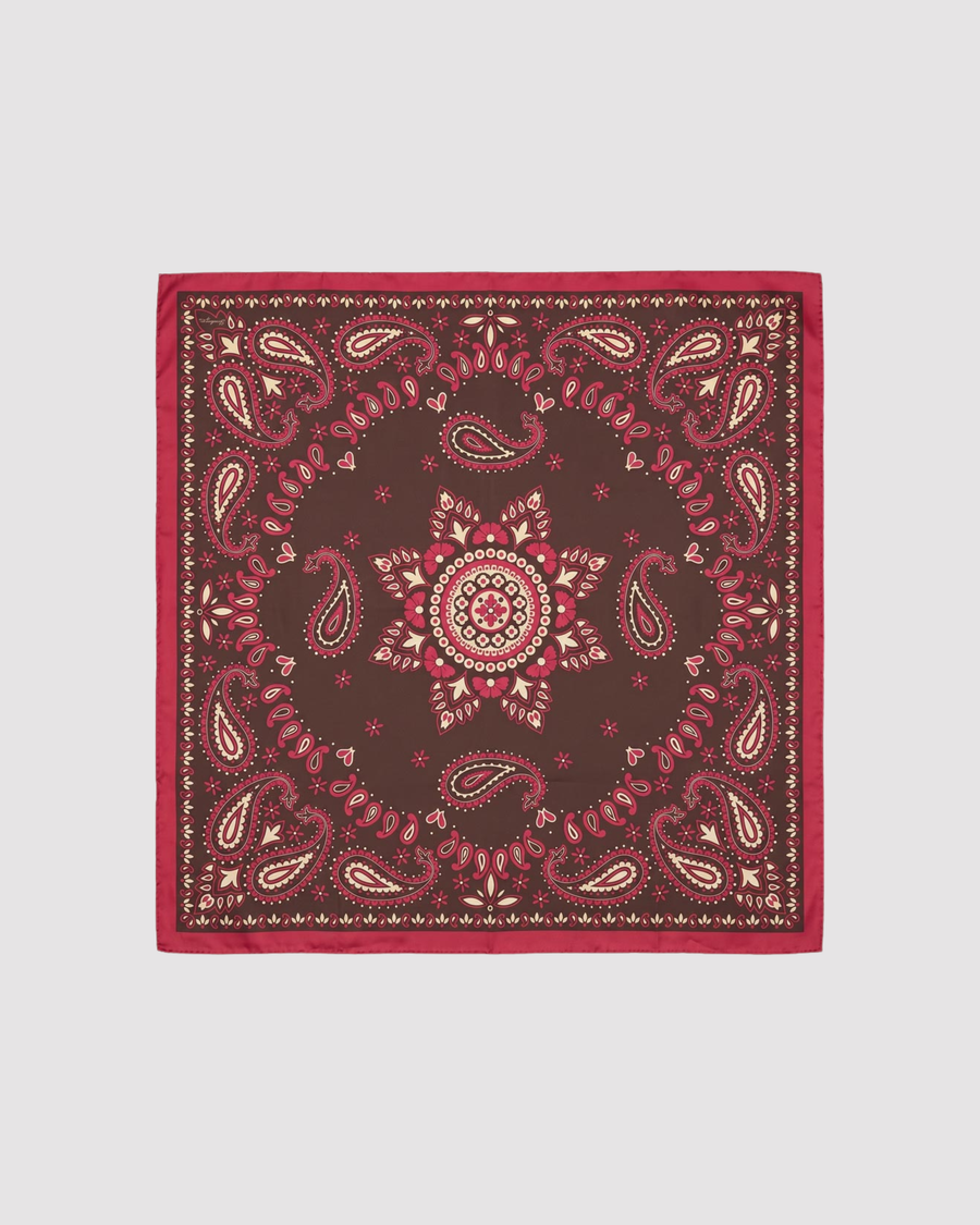 Pure Silk Red Foulard with Paisley Motif