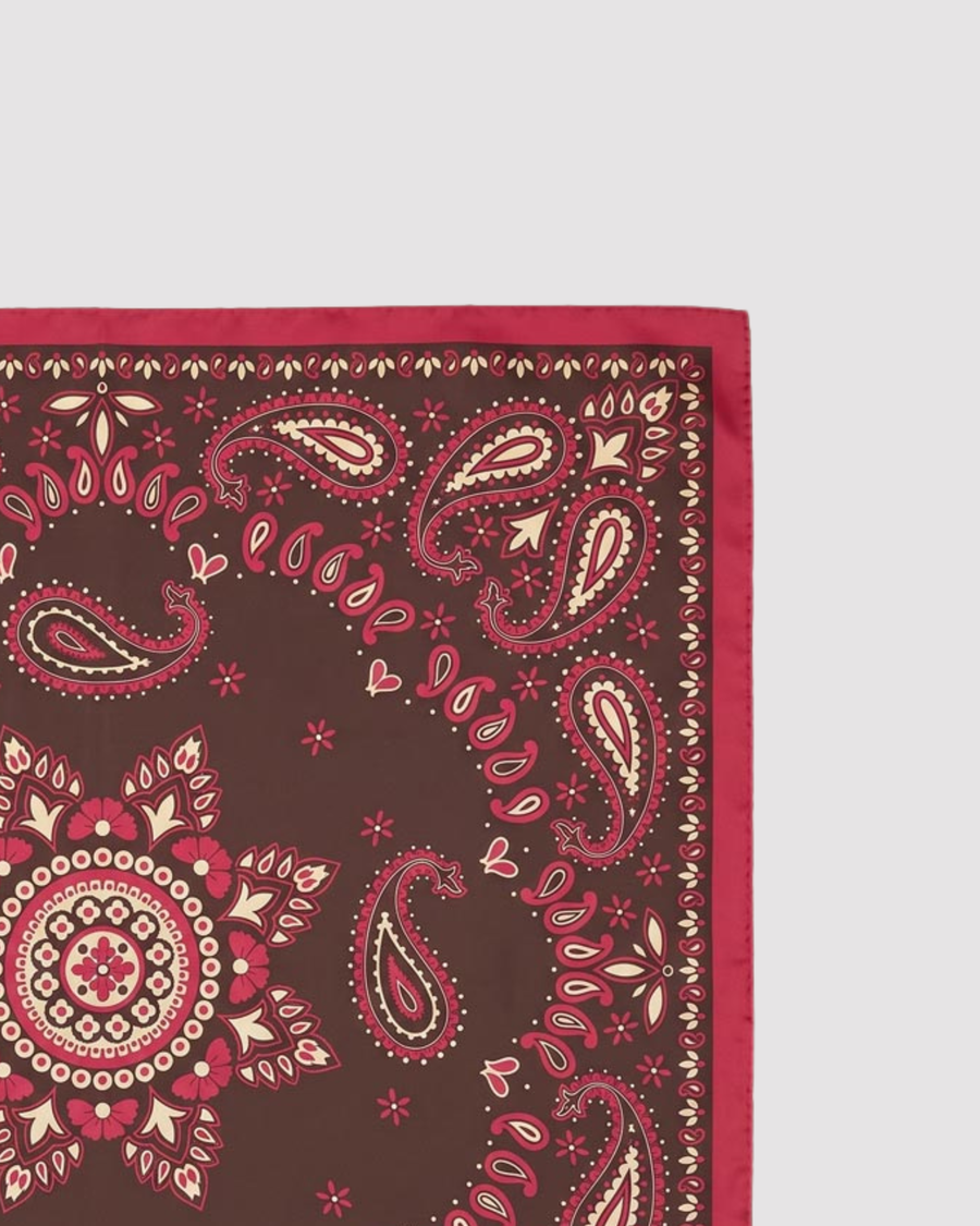 Pure Silk Red Foulard with Paisley Motif
