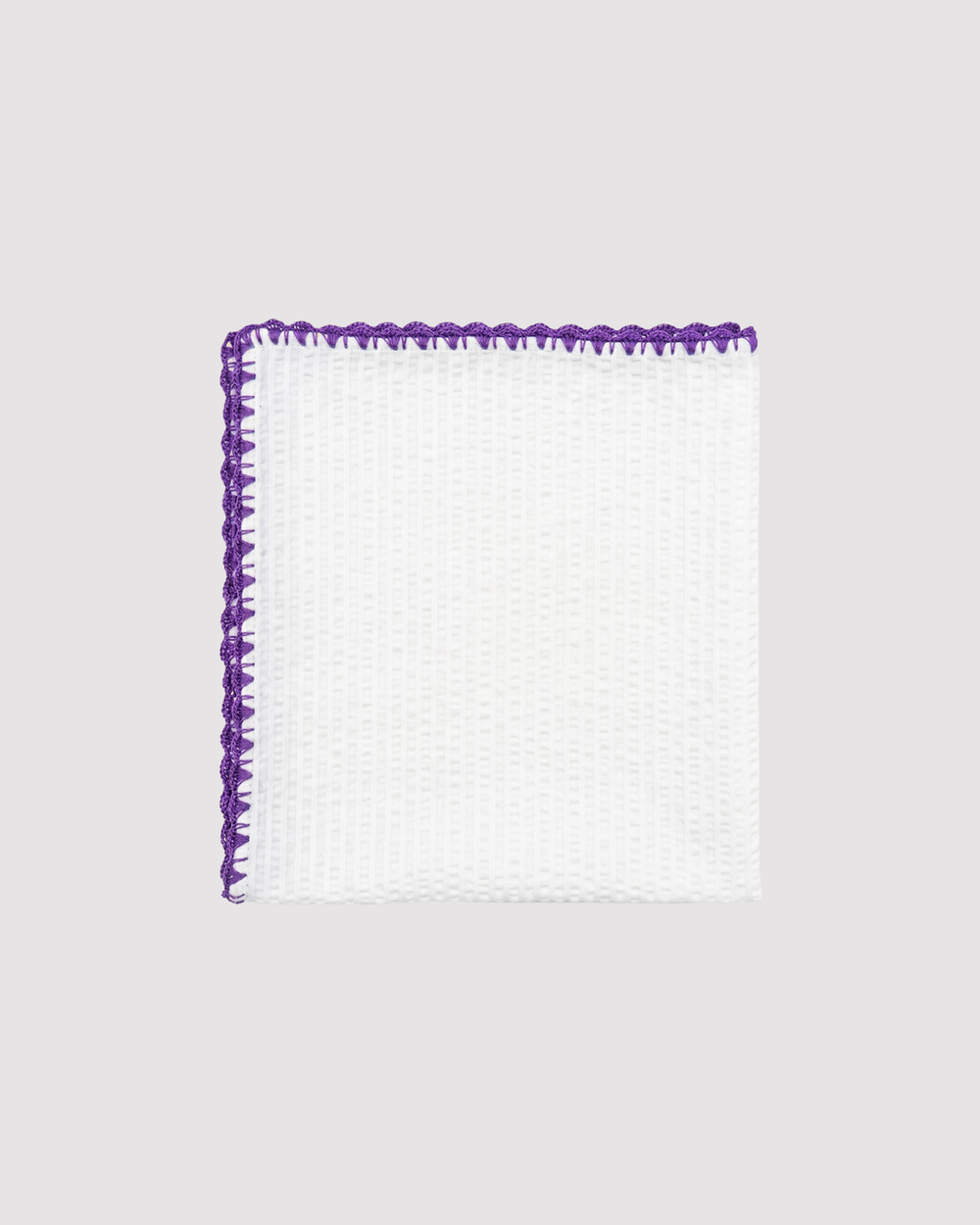 Purple Ventaglio Stitch Seersucker Pocket Square