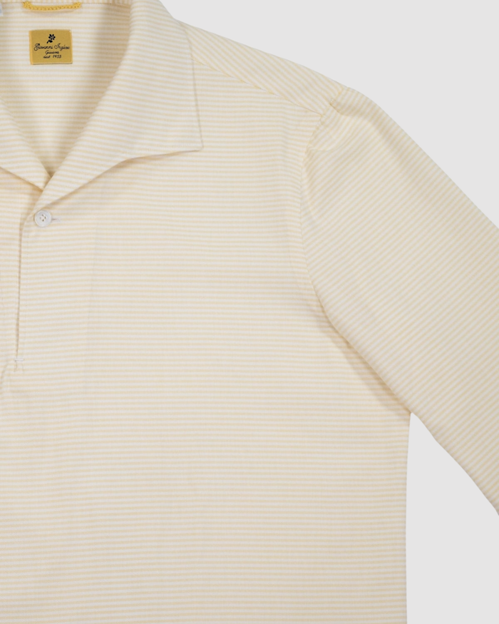 Yellow and White Striped Cotton Miami Polo