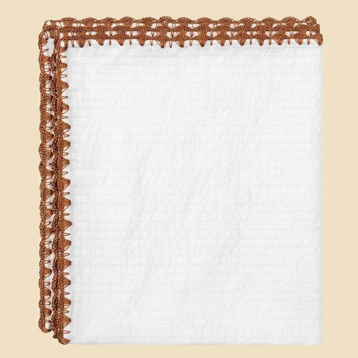 Hazelnut Ventaglio Stitch Seersucker Pocket Square