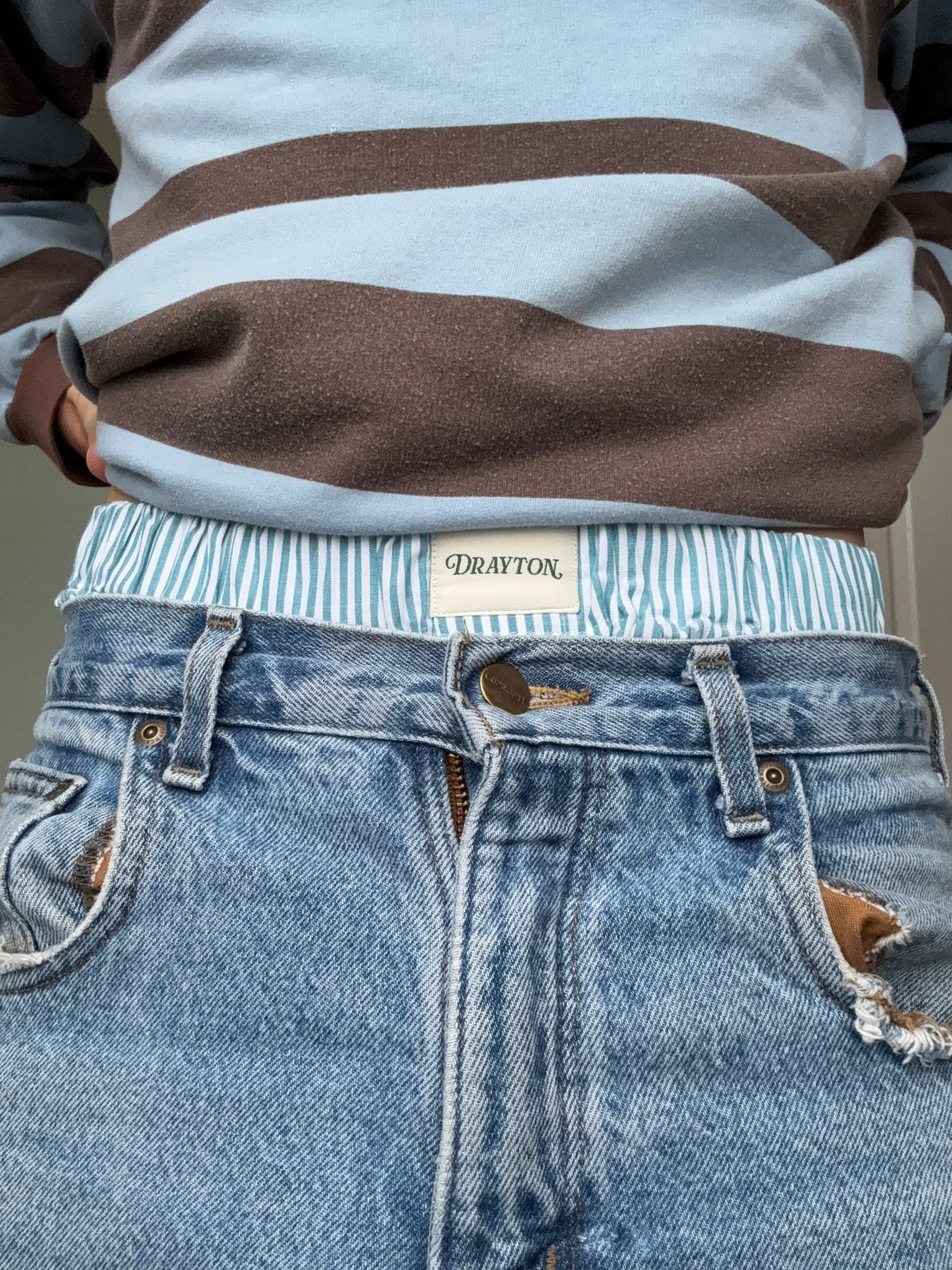 Teal Oxford Stripe Boxer Shorts