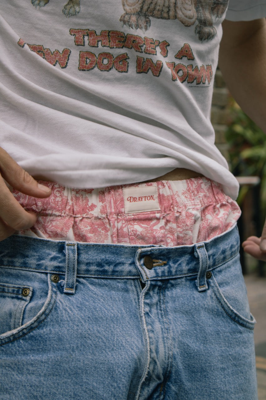 Toile de Jouy Pink Boxer Shorts