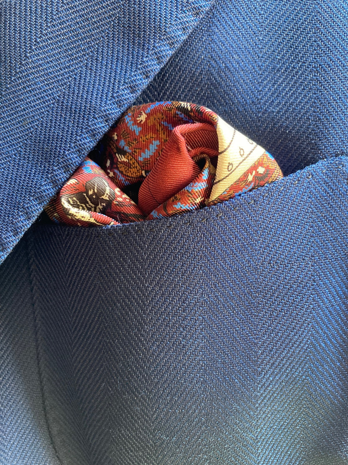 Seisser & Cie. Silk Pocket Square “Snobby Hunter“ (Red, 25×25)